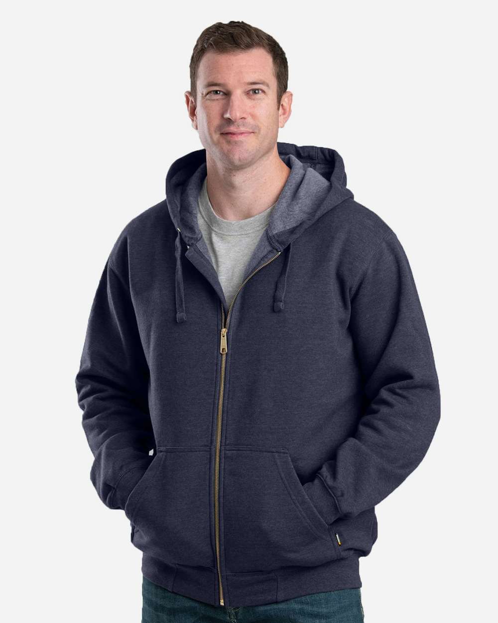 Berne Apparel Fleece - Premium - Hood S / Navy Berne Apparel SZ413 Men's Heritage Full-Zip Hooded Sweatshirt