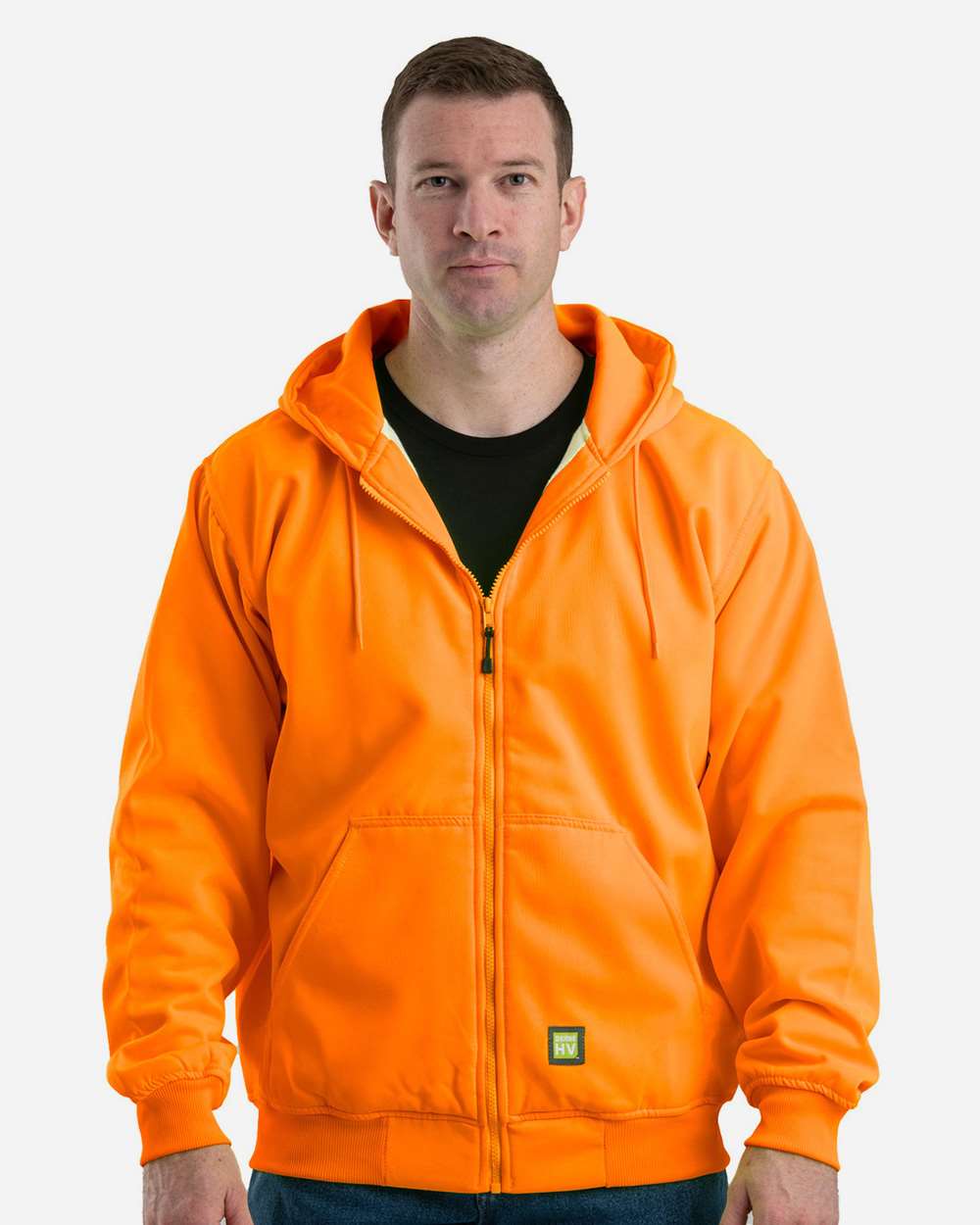Berne Apparel Fleece - Premium - Hood S / Orange Berne Apparel HVF101 Men's Heritage Thermal-Lined Full-Zip Hooded Sweatshirt