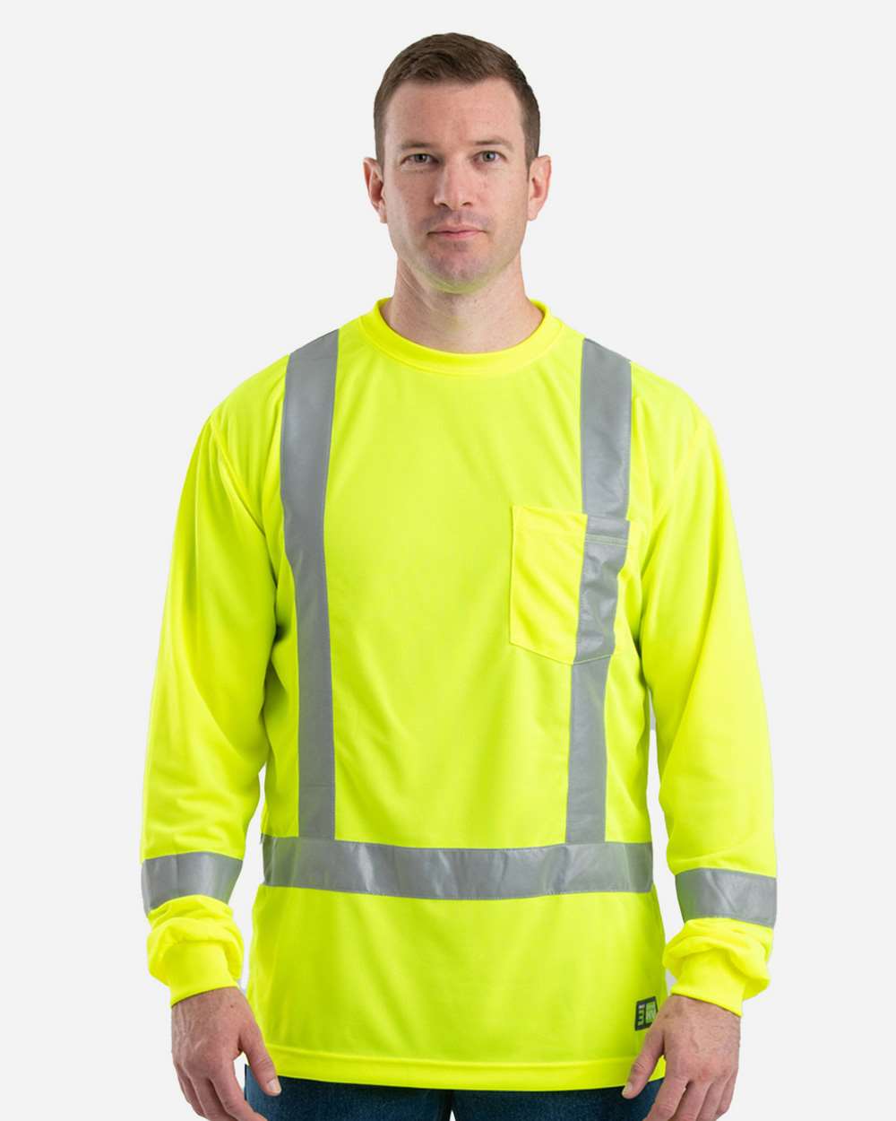 Berne Apparel T-Shirts - Long Sleeve M / Yellow Berne Apparel HVK013 Men's Hi-Vis Class 3 Performance Pocket T-Shirt