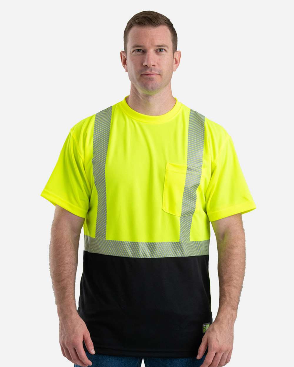 Berne Apparel T-Shirts - Premium M / Hi Vis Yellow Berne Apparel HVK017 Men's Hi-Vis Class 2 Color Blocked Pocket T-Shirt