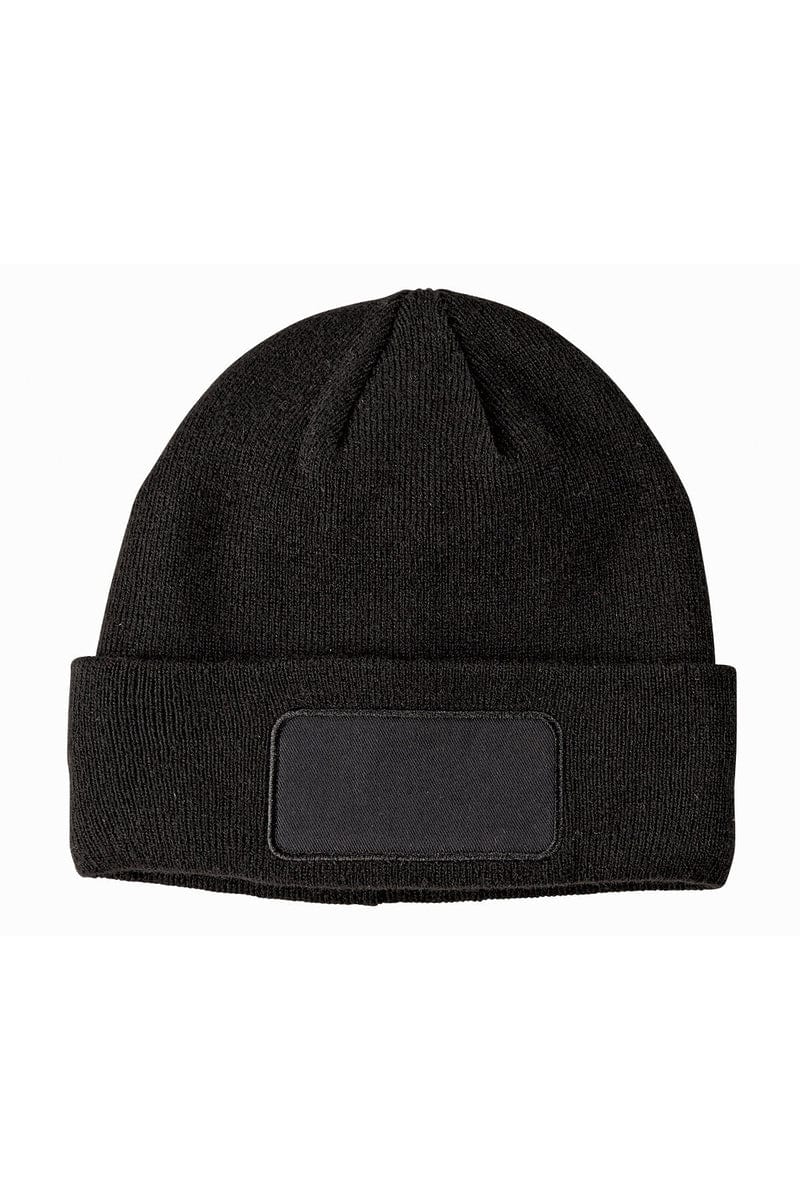 Big Accessories Headwear OS / Black Big Accessories BA527: Patch Beanie