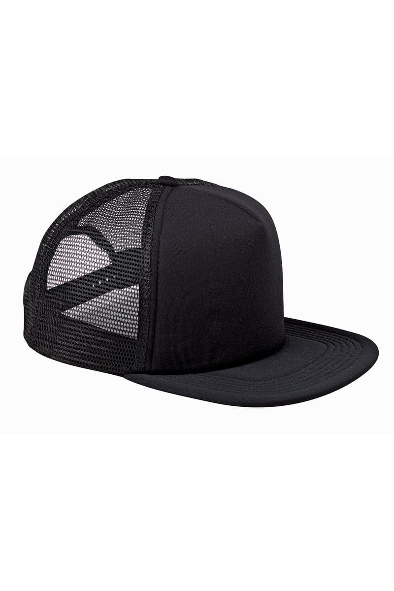 Big Accessories Headwear OS / Black/ Black Big Accessories BX030: 5-Panel Foam Front Trucker Cap