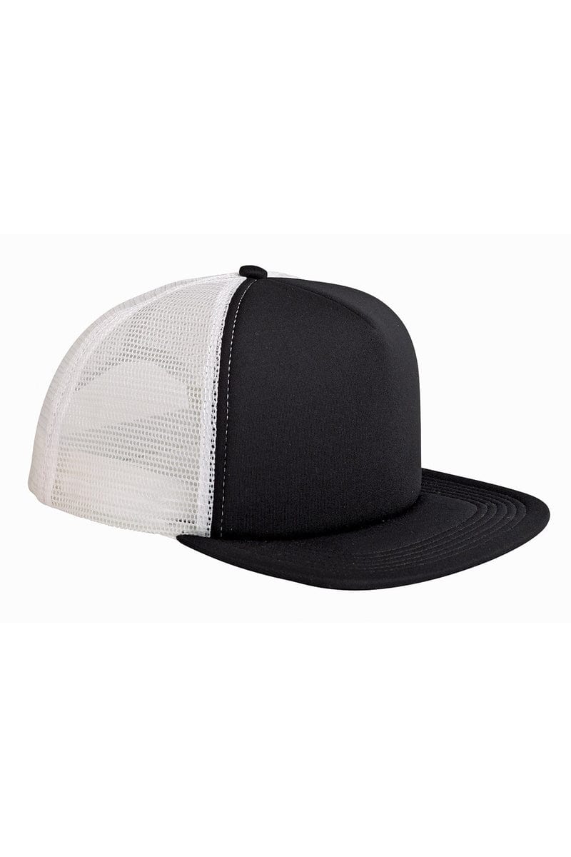 Big Accessories Headwear OS / Black/ White Big Accessories BX030: 5-Panel Foam Front Trucker Cap