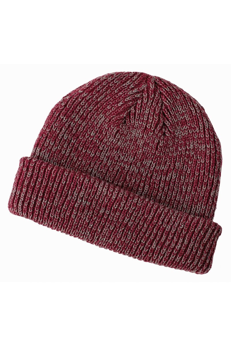 Big Accessories Headwear OS / Maroon/ Gray Big Accessories BA524: Ribbed Marled Beanie
