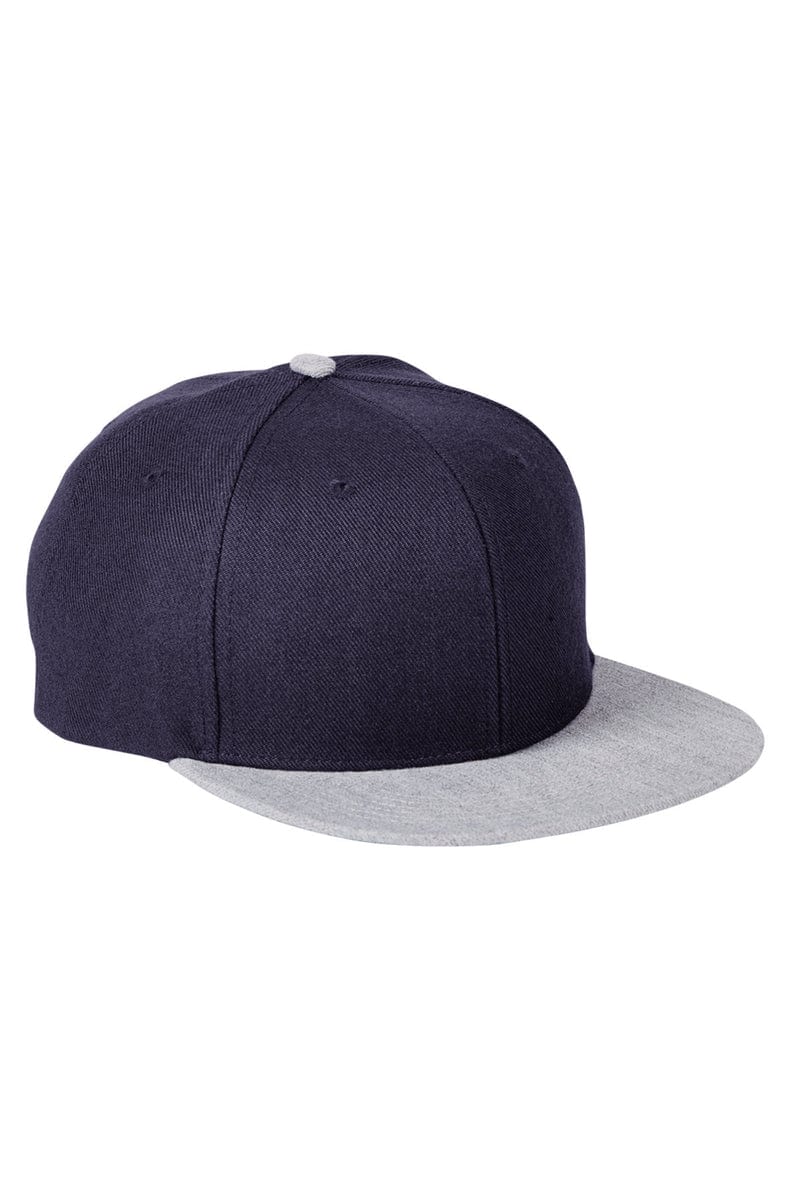 Big Accessories Headwear OS / Navy/ Hthr Gray Big Accessories BA539: Flat Bill Sport Cap