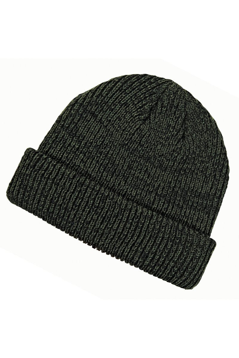 Big Accessories Headwear OS / Olive/ Black Big Accessories BA524: Ribbed Marled Beanie