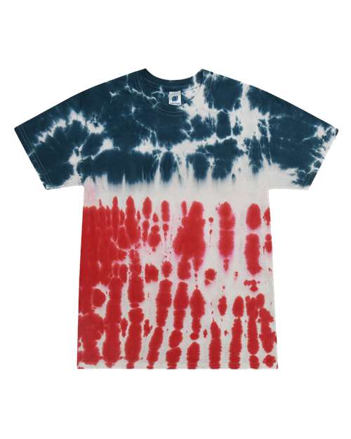 Colortone 1000-Unisex Multi-Color Tie-Dyed T-Shirt in Flag