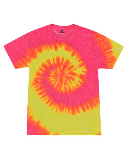 Colortone 1000-Unisex Multi-Color Tie-Dyed T-Shirt in Fluorescent Swirl