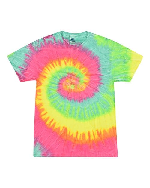 Colortone 1000-Unisex Multi-Color Tie-Dyed T-Shirt in Minty Rainbow
