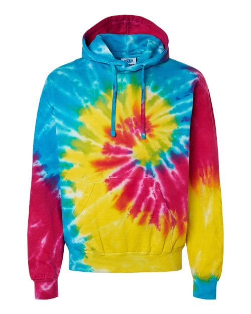 Colortone 8777-Unisex Tie-Dyed Hooded Sweatshirt in Reactive Rainbow