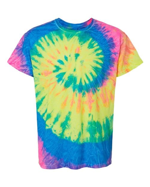 Colortone 1000Y-Youth Multi-Color Tie-Dyed T-Shirt in Neon Rainbow