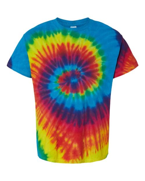Colortone 1000Y-Youth Multi-Color Tie-Dyed T-Shirt in Reactive Rainbow