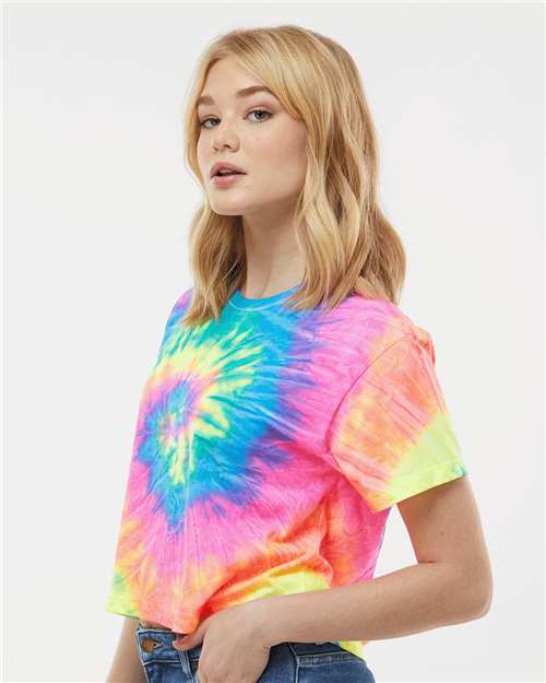 Colortone 1050-Women's Tie-Dyed Crop T-Shirt in 