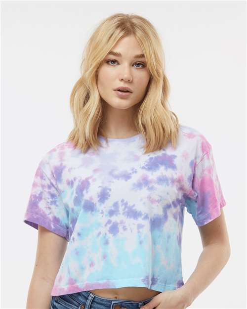 Colortone 1050-Women's Tie-Dyed Crop T-Shirt in 