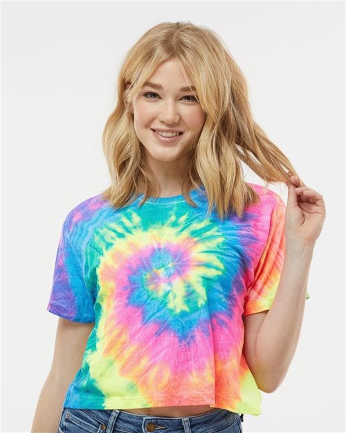 Colortone 1050-Women's Tie-Dyed Crop T-Shirt in 