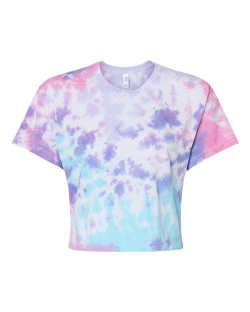 Colortone 1050-Women's Tie-Dyed Crop T-Shirt in Cotton Candy