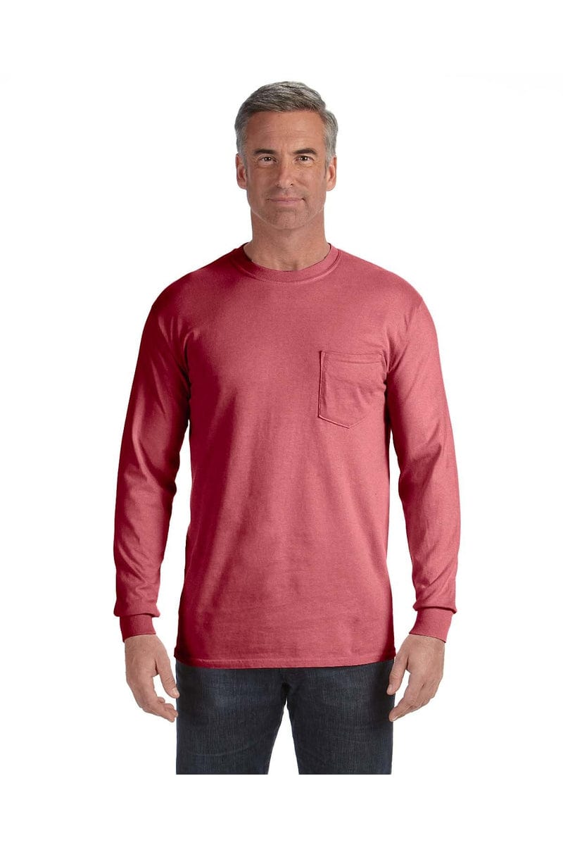 Comfort Colors T-Shirts S / Crimson Comfort Colors C4410: Adult Heavyweight Long-Sleeve Pocket T-Shirt