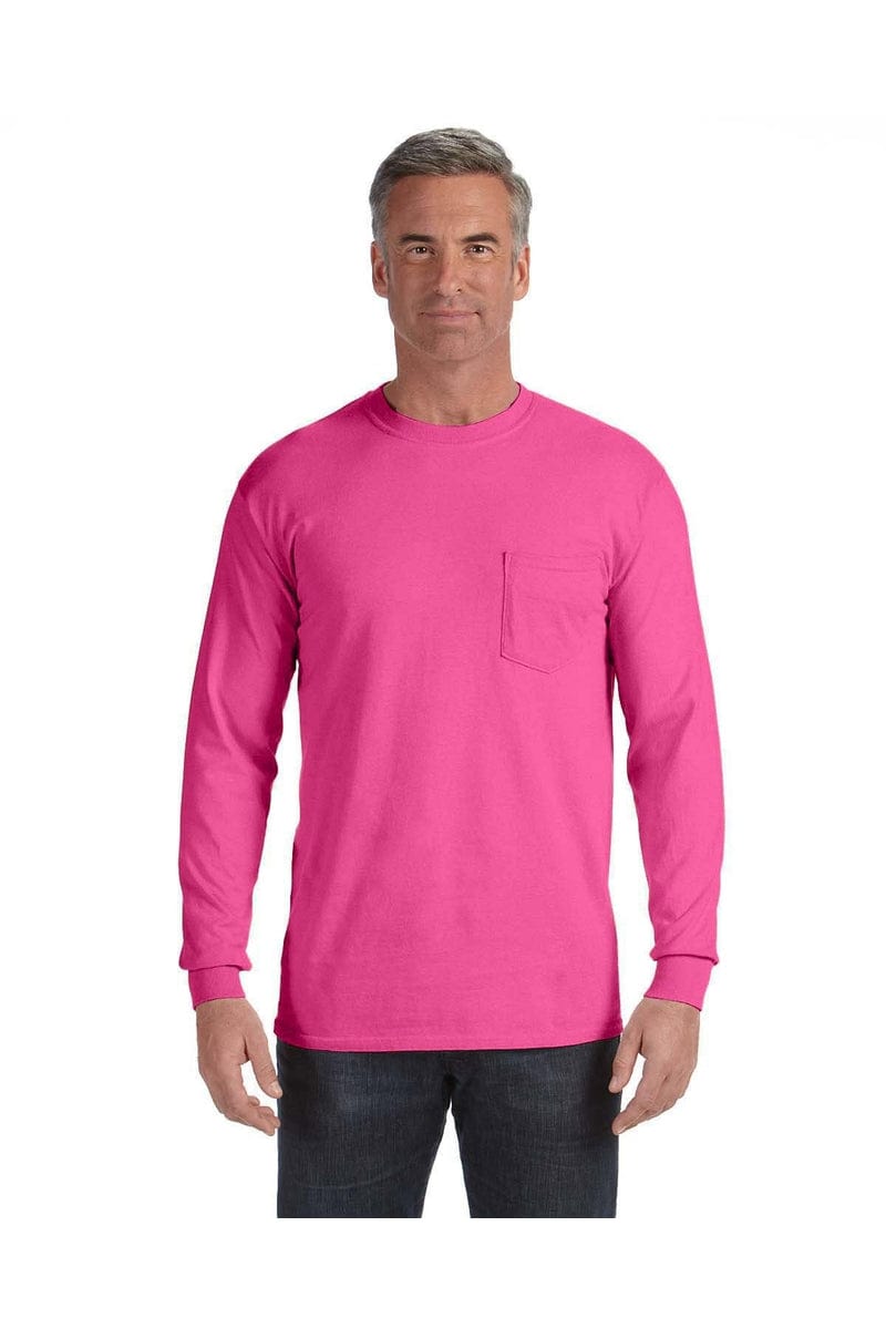 Comfort Colors T-Shirts S / Peony Comfort Colors C4410: Adult Heavyweight Long-Sleeve Pocket T-Shirt