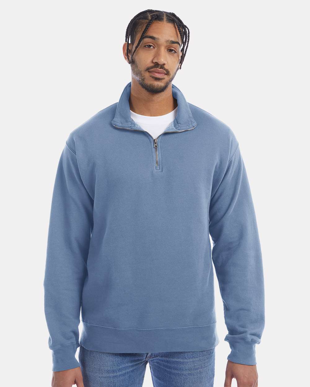 ComfortWash by Hanes Fleece - Premium - Crew ComfortWash by Hanes GDH425 Unisex Garment-Dyed Quarter-Zip Sweatshirt