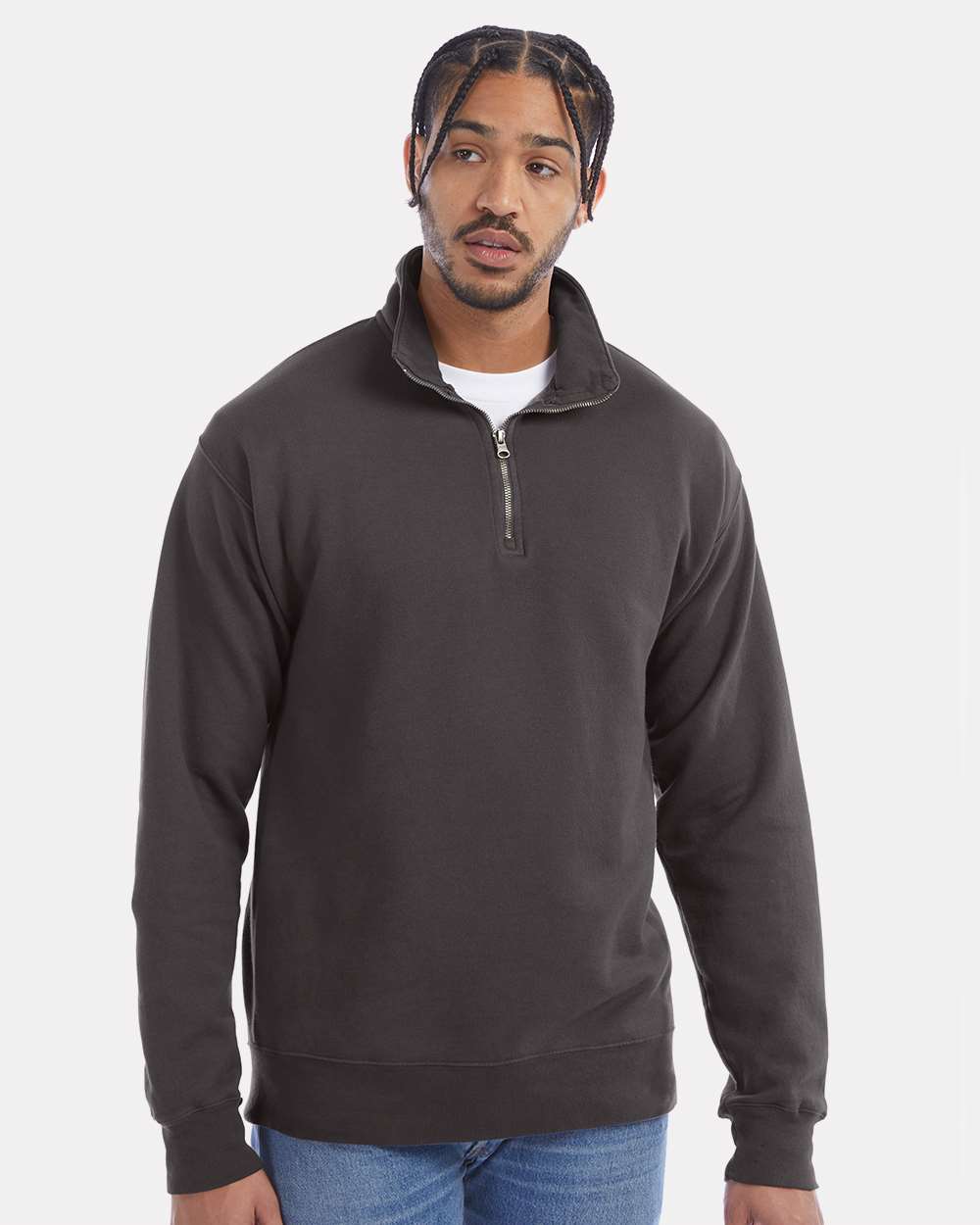 ComfortWash by Hanes Fleece - Premium - Crew ComfortWash by Hanes GDH425 Unisex Garment-Dyed Quarter-Zip Sweatshirt