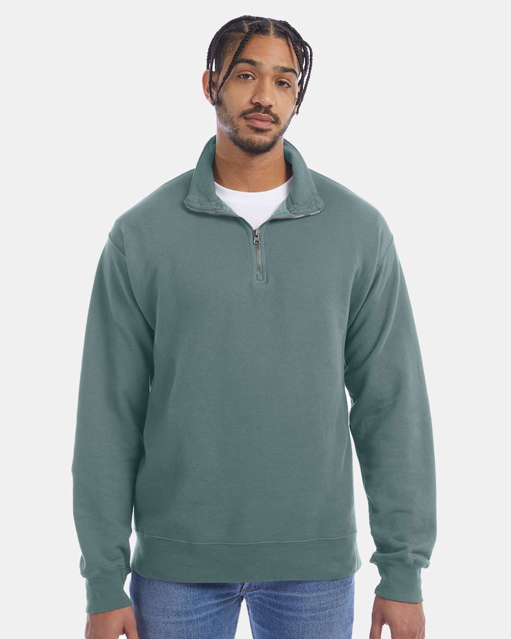 ComfortWash by Hanes Fleece - Premium - Crew ComfortWash by Hanes GDH425 Unisex Garment-Dyed Quarter-Zip Sweatshirt