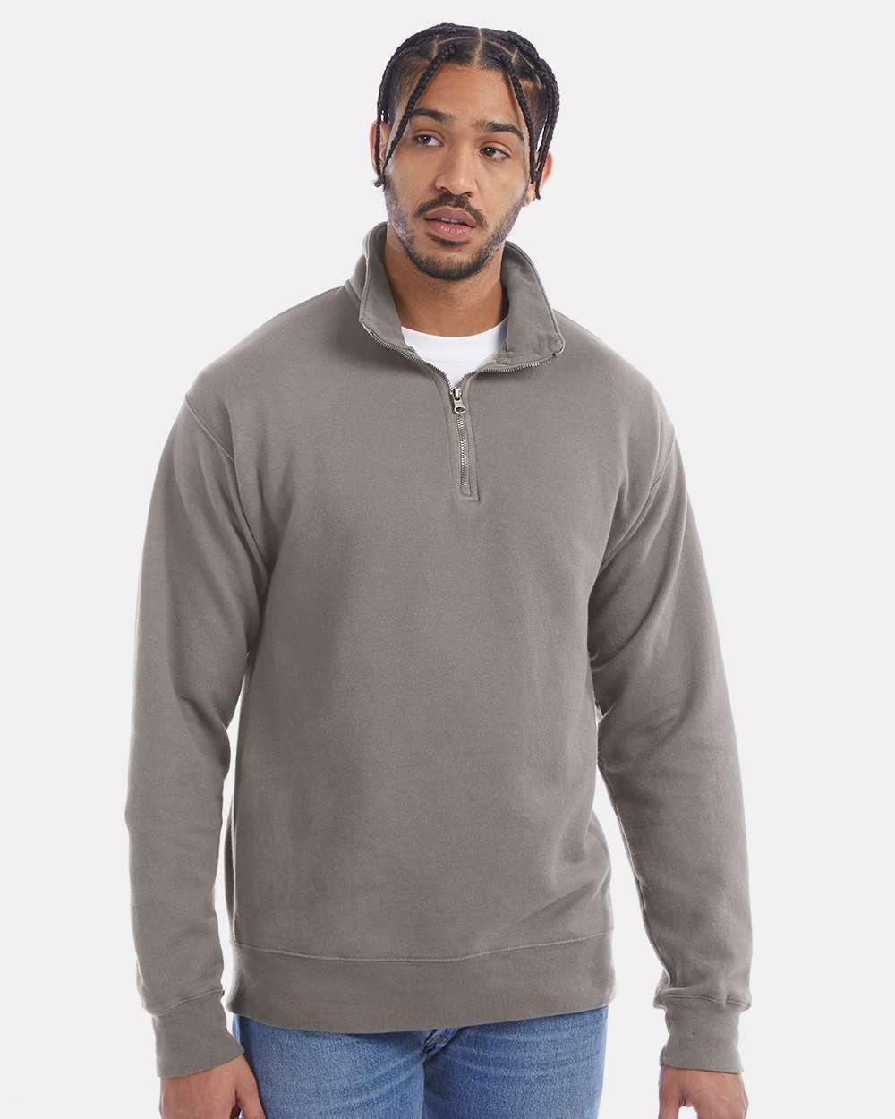 ComfortWash by Hanes Fleece - Premium - Crew ComfortWash by Hanes GDH425 Unisex Garment-Dyed Quarter-Zip Sweatshirt