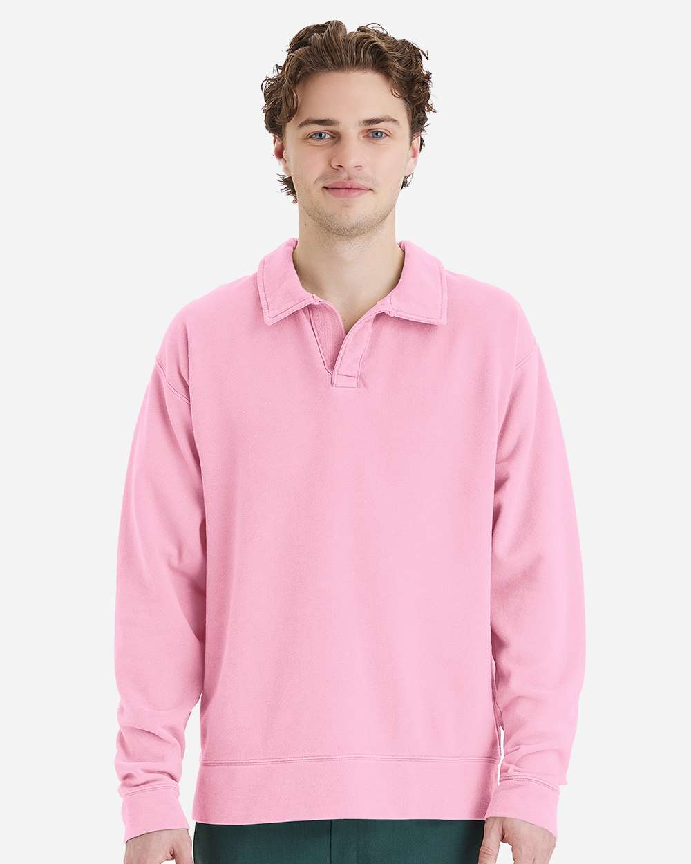 ComfortWash by Hanes Fleece - Premium - Crew S / Cotton Candy ComfortWash by Hanes GDH490 Unisex Garment-Dyed Polo Collar Sweatshirt