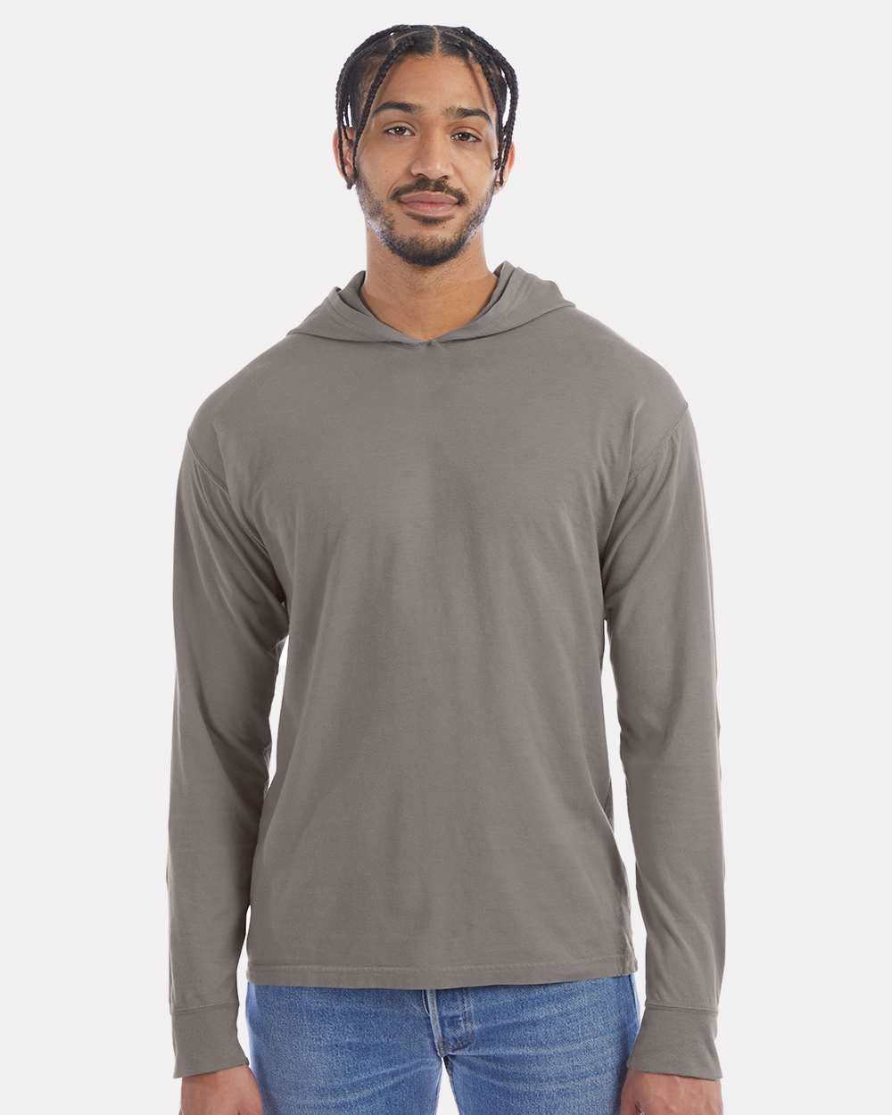 ComfortWash by Hanes T-Shirts - Long Sleeve S / Concrete Grey ComfortWash by Hanes GDH280 Unisex Garment-Dyed Jersey Hooded Long Sleeve T-Shirt