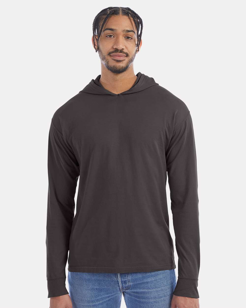 ComfortWash by Hanes T-Shirts - Long Sleeve S / New Railroad Grey ComfortWash by Hanes GDH280 Unisex Garment-Dyed Jersey Hooded Long Sleeve T-Shirt