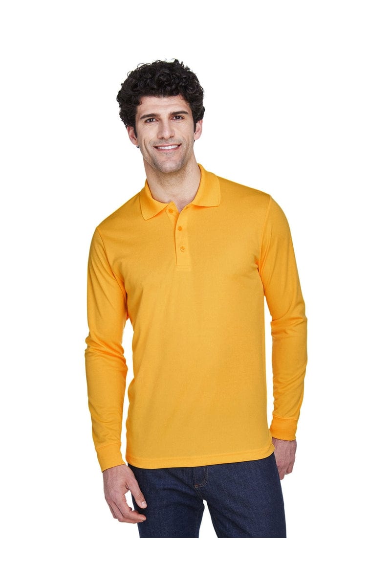 Core 365 Polos/Knits 5XL / Campus Gold Core 365 88192: Men's Pinnacle Performance Long-Sleeve Pique Polo