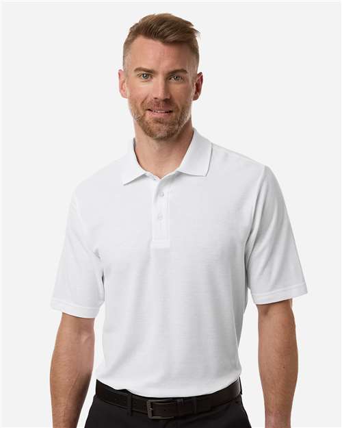 CORE365 13192 S / White CE106 Men's Resolve CVC Performance Pique Polo