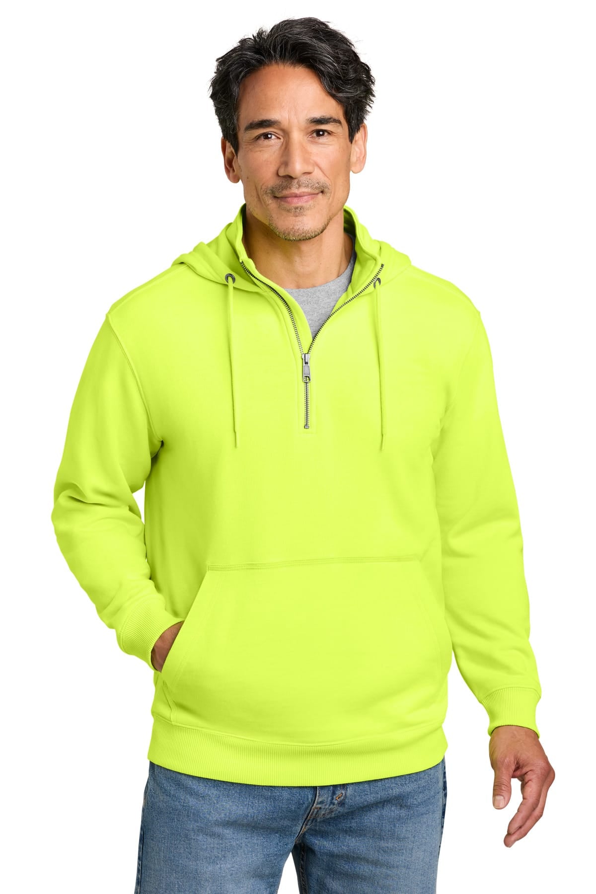 CornerStone CSF633 XS / Bright Yellow CornerStone CSF633 Tough Fleece 1/4-Zip Hoodie