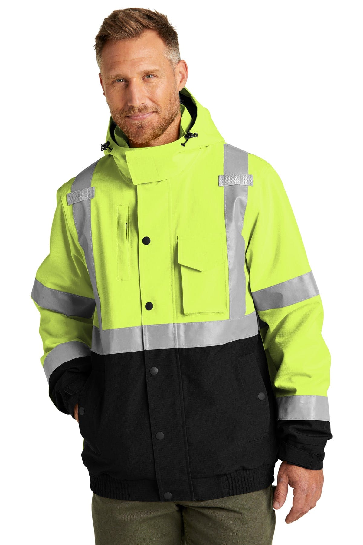 CornerStone Outerwear S / Safety Yellow CornerStone ®  ANSI 107 Class 3 Waterproof Insulated Ripstop Bomber Jacket CSJ501
