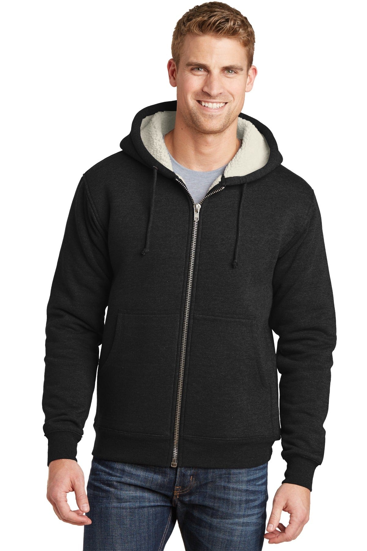 CornerStone Outerwear XS / Black CornerStone Heavyweight Sherpa-Lined Hooded Fleece Jacket. CS625