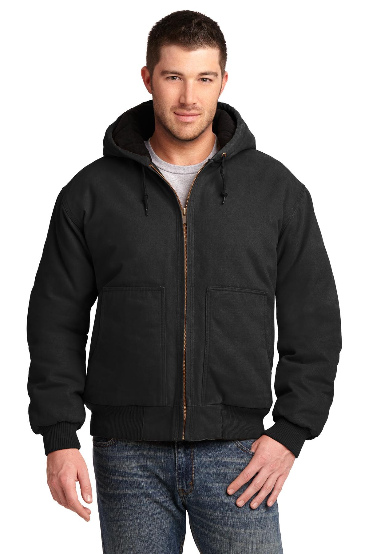 CornerStone Outerwear XS / Black CornerStone ®  Washed Duck Cloth Insulated Hooded Work Jacket. CSJ41