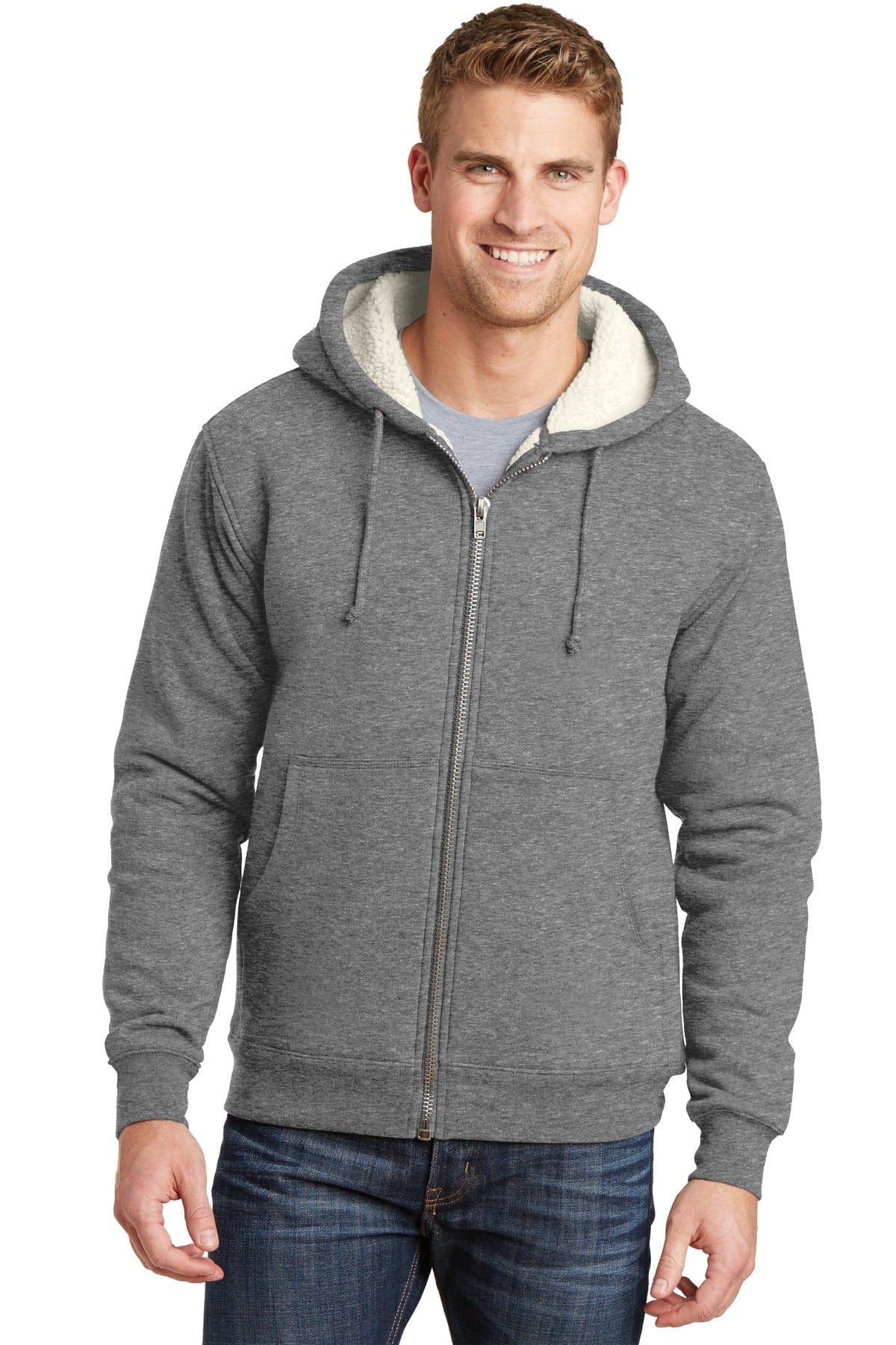CornerStone Outerwear XS / Grey CornerStone Heavyweight Sherpa-Lined Hooded Fleece Jacket. CS625