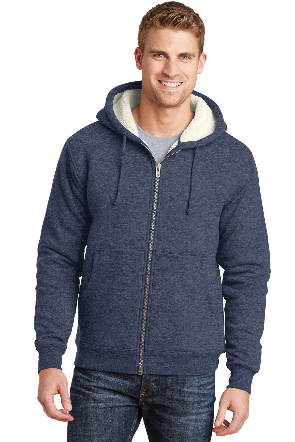 CornerStone Outerwear XS / Navy CornerStone Heavyweight Sherpa-Lined Hooded Fleece Jacket. CS625