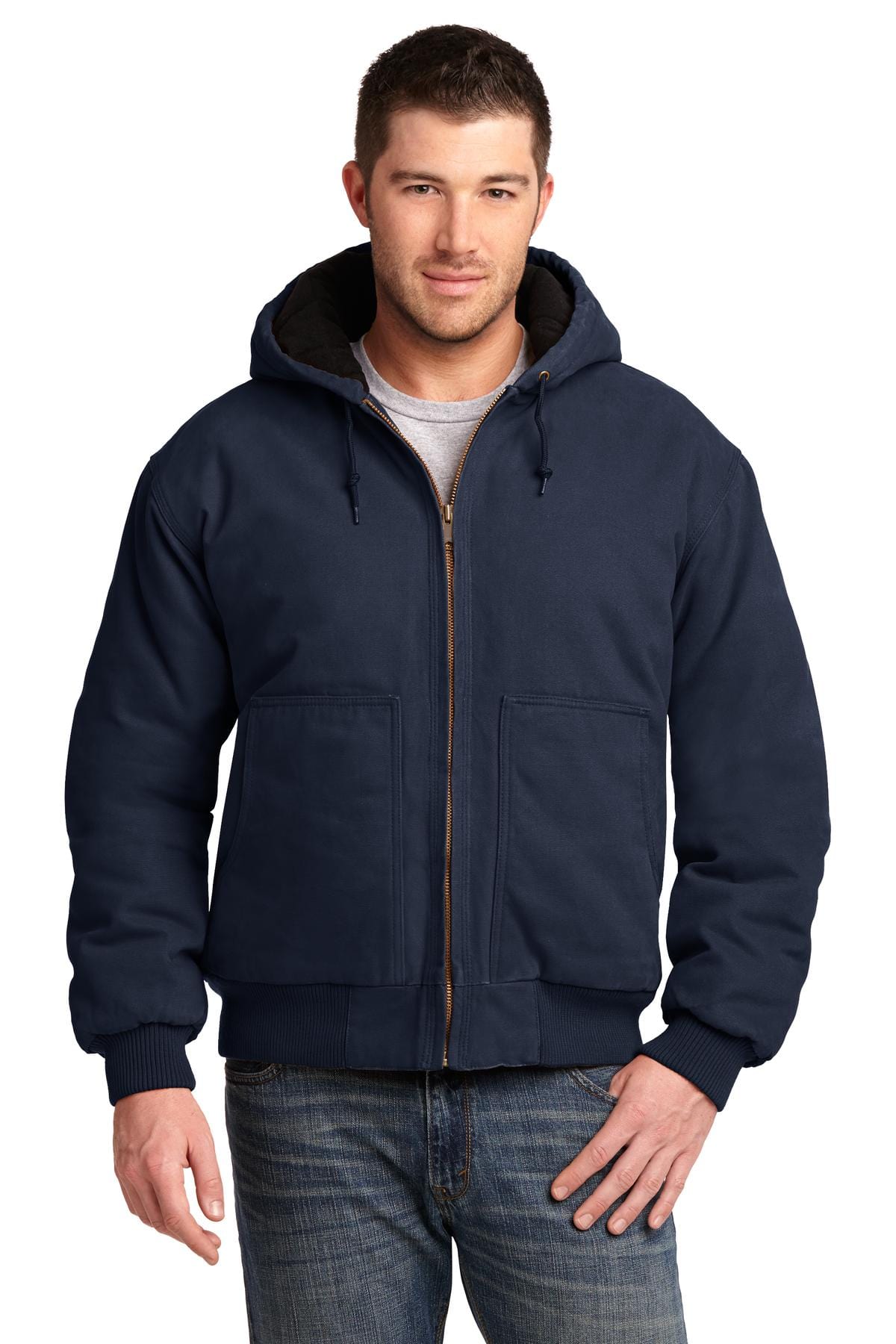 CornerStone Outerwear XS / Navy CornerStone ®  Washed Duck Cloth Insulated Hooded Work Jacket. CSJ41