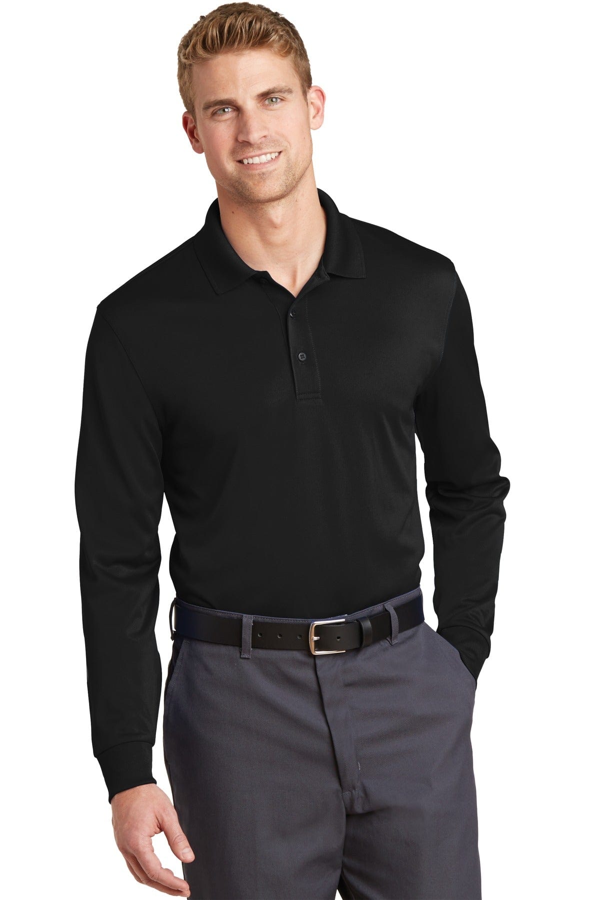 CornerStone Polos/Knits XS / Black CornerStone ®  Select Snag-Proof Long Sleeve Polo. CS412LS