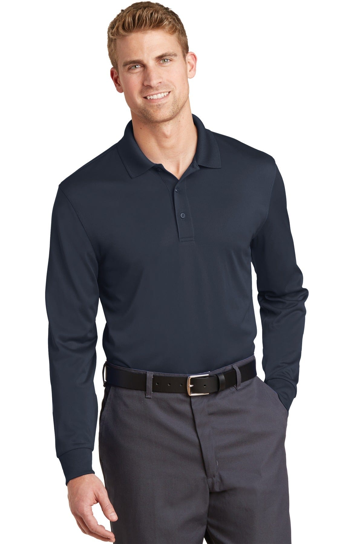 CornerStone Polos/Knits XS / Dark Navy CornerStone ®  Select Snag-Proof Long Sleeve Polo. CS412LS