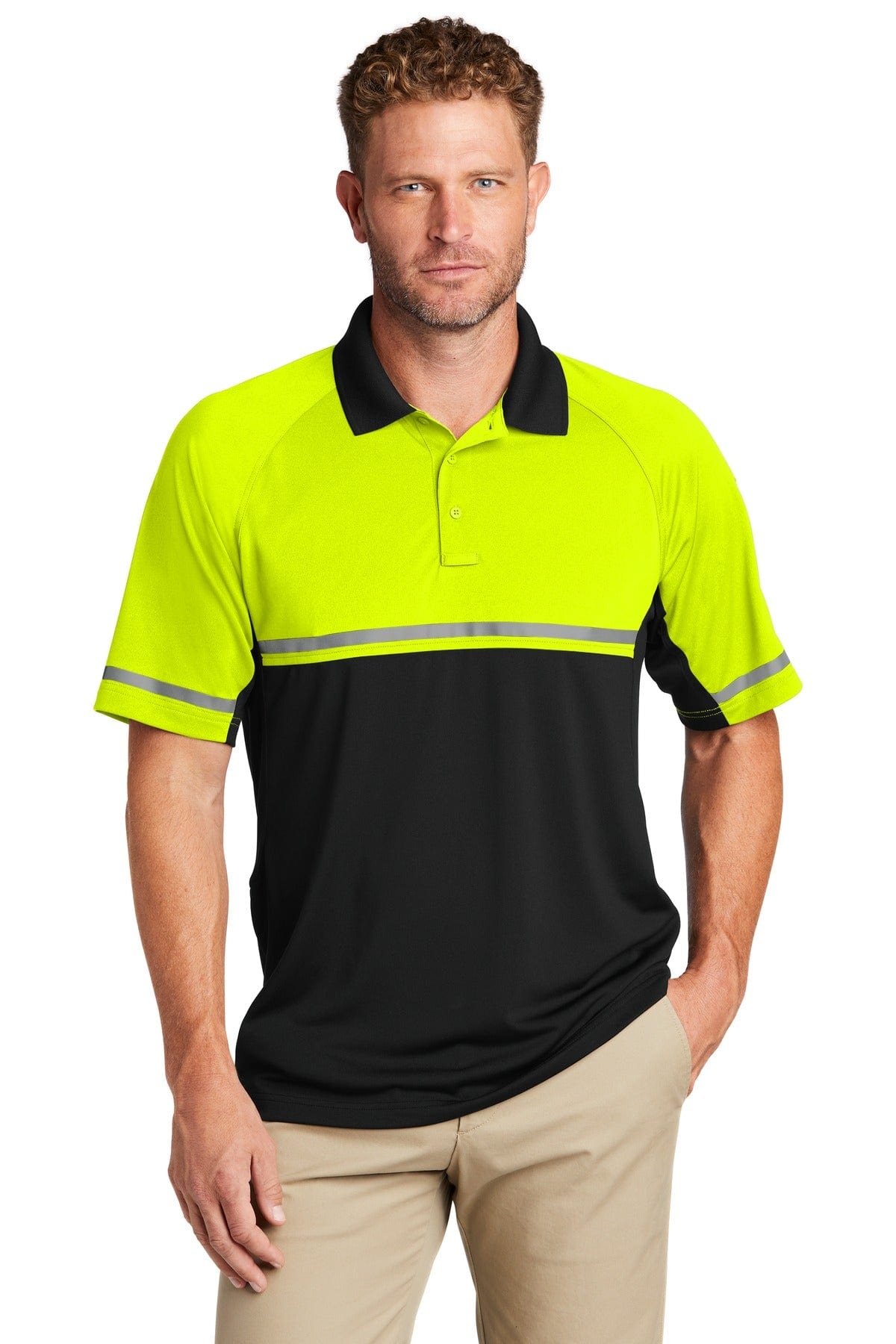 CornerStone Polos/Knits XS / Safety Yellow/ Black CornerStone CS423: Select Lightweight Snag-Proof Enhanced Visibility Polo