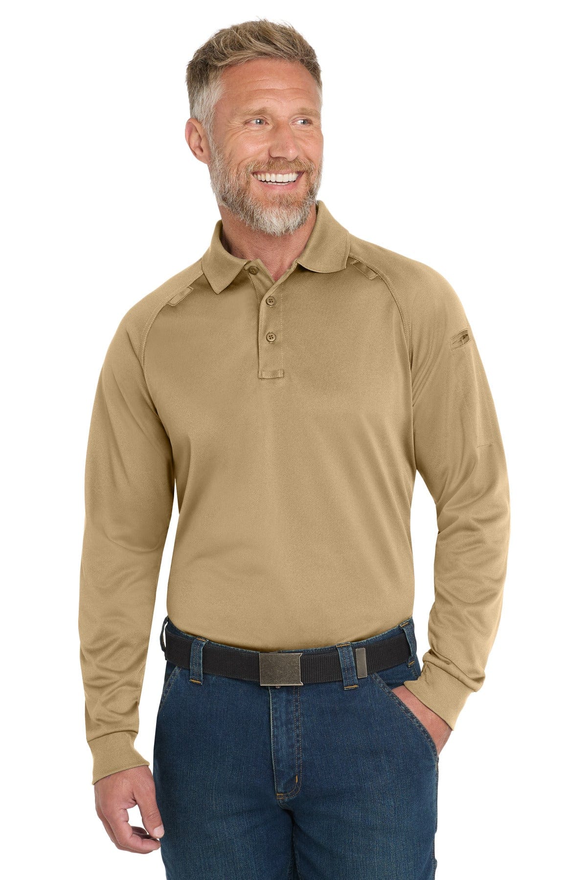 CornerStone Polos/Knits XS / Tan CornerStone ®  - Select Long Sleeve Snag-Proof Tactical Polo. CS410LS