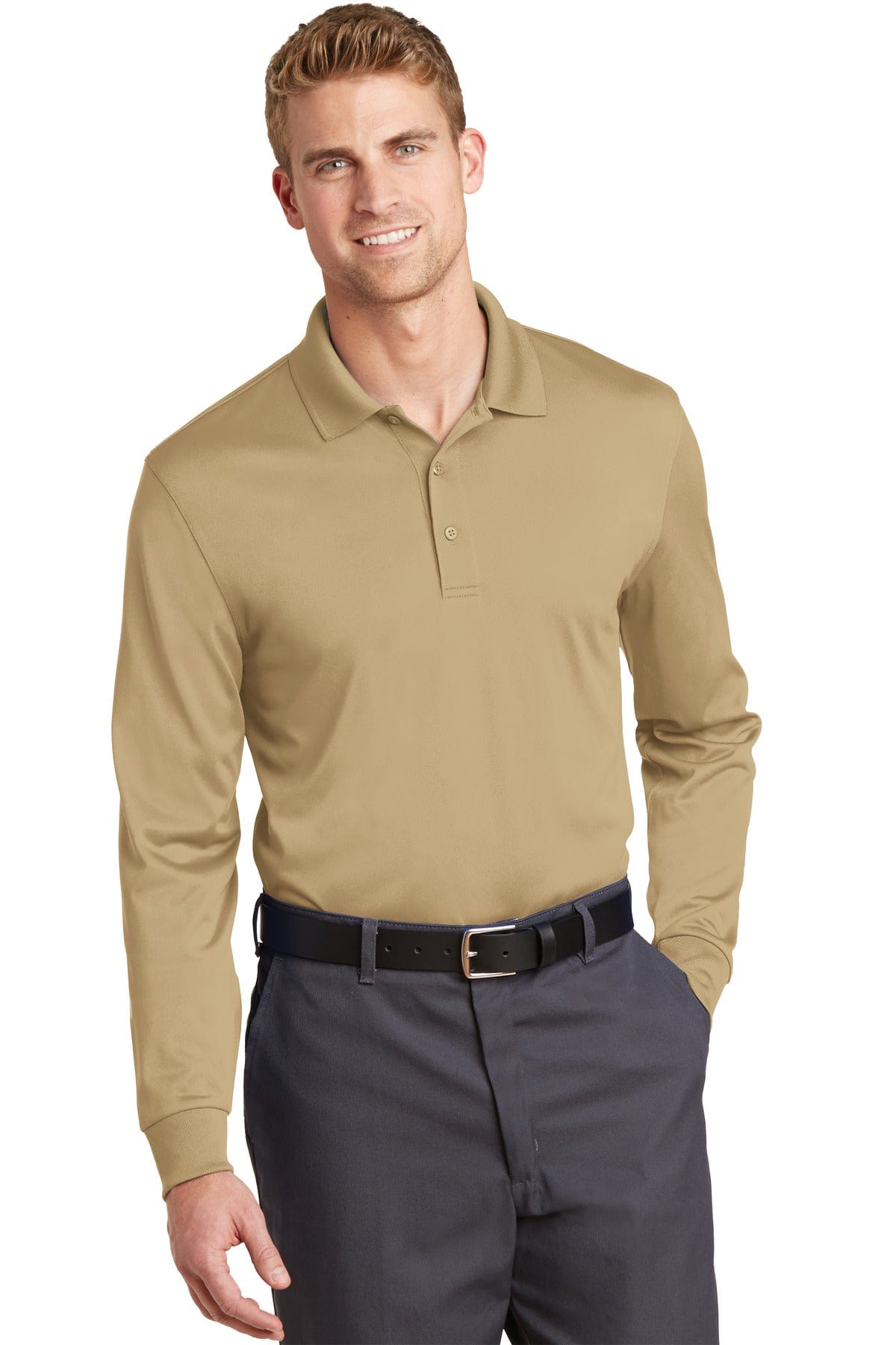 CornerStone Polos/Knits XS / Tan CornerStone ®  Select Snag-Proof Long Sleeve Polo. CS412LS