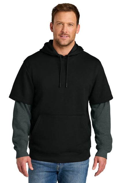 CornerStone Sweatshirts/Fleece XS / Black/ Charcoal Heather CornerStone® Tough Fleece Layered Hoodie CSF632