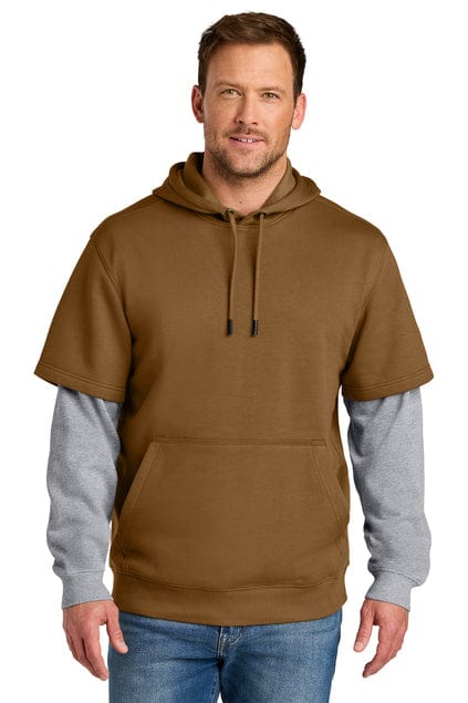 CornerStone Sweatshirts/Fleece XS / Duck Brown/ Heather Grey CornerStone® Tough Fleece Layered Hoodie CSF632
