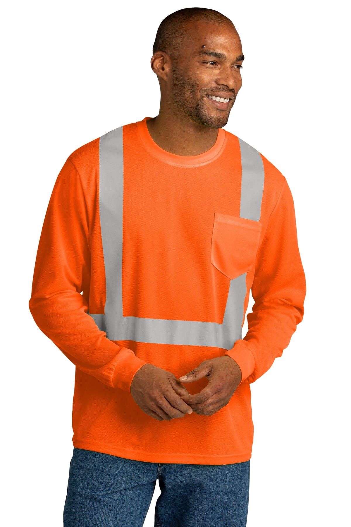 CornerStone T-Shirts S / Safety Orange CornerStone  ®  ANSI 107 Class 2 Mesh Long Sleeve Tee. CS201