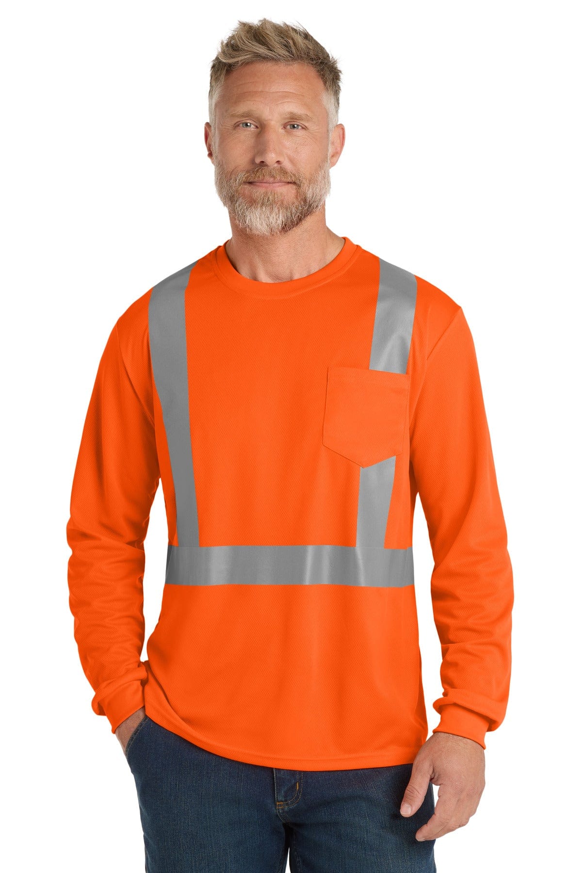 CornerStone T-Shirts S / Safety Orange CornerStone  ®  ANSI 107 Class 2 Mesh Long Sleeve Tee. CS201
