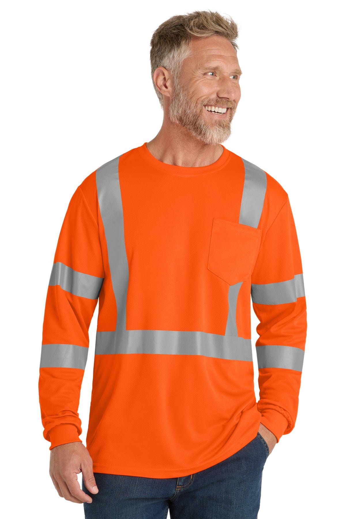 CornerStone T-Shirts S / Safety Orange CornerStone  ®  ANSI 107 Class 3 Mesh Long Sleeve Tee. CS203