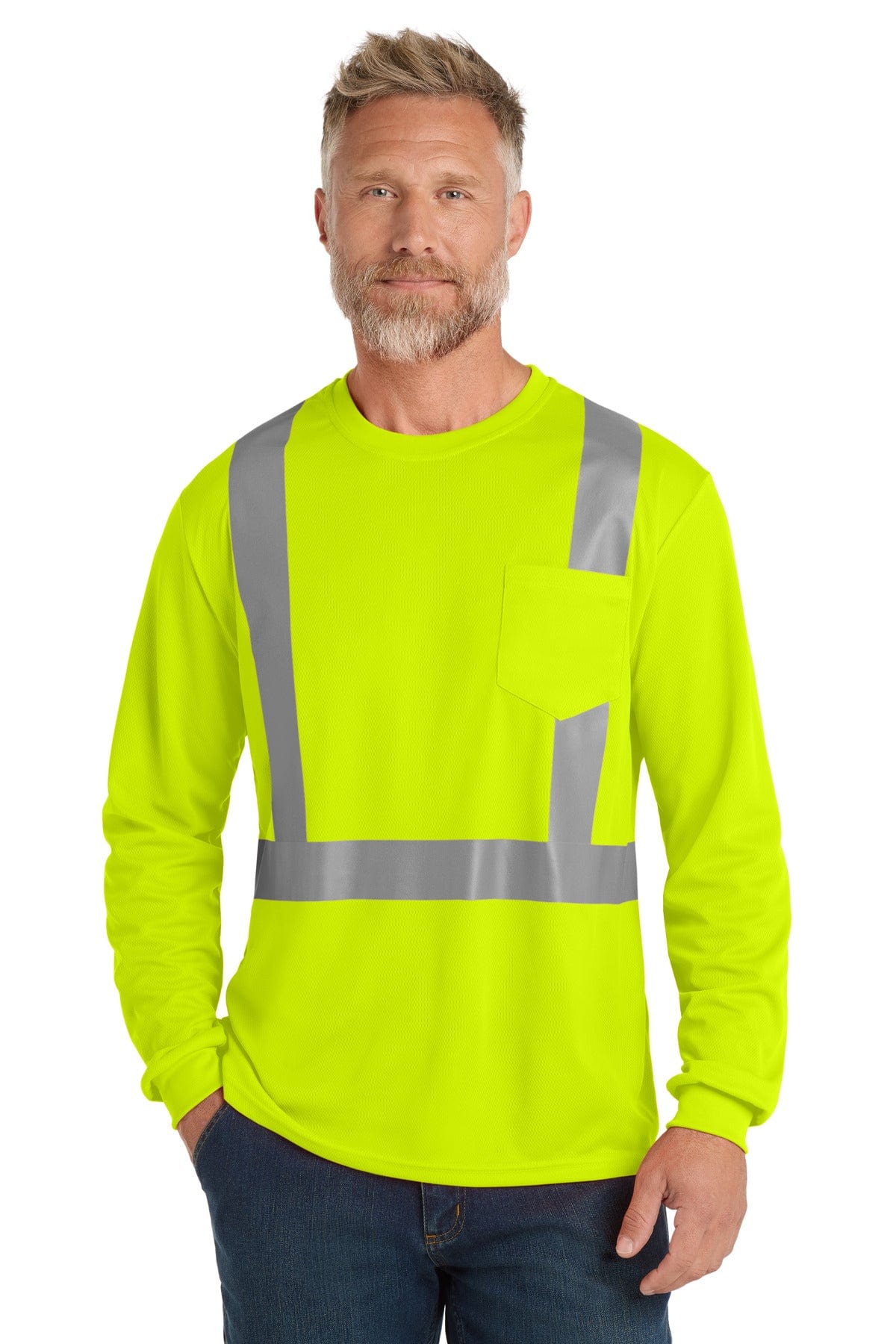 CornerStone T-Shirts S / Safety Yellow CornerStone  ®  ANSI 107 Class 2 Mesh Long Sleeve Tee. CS201