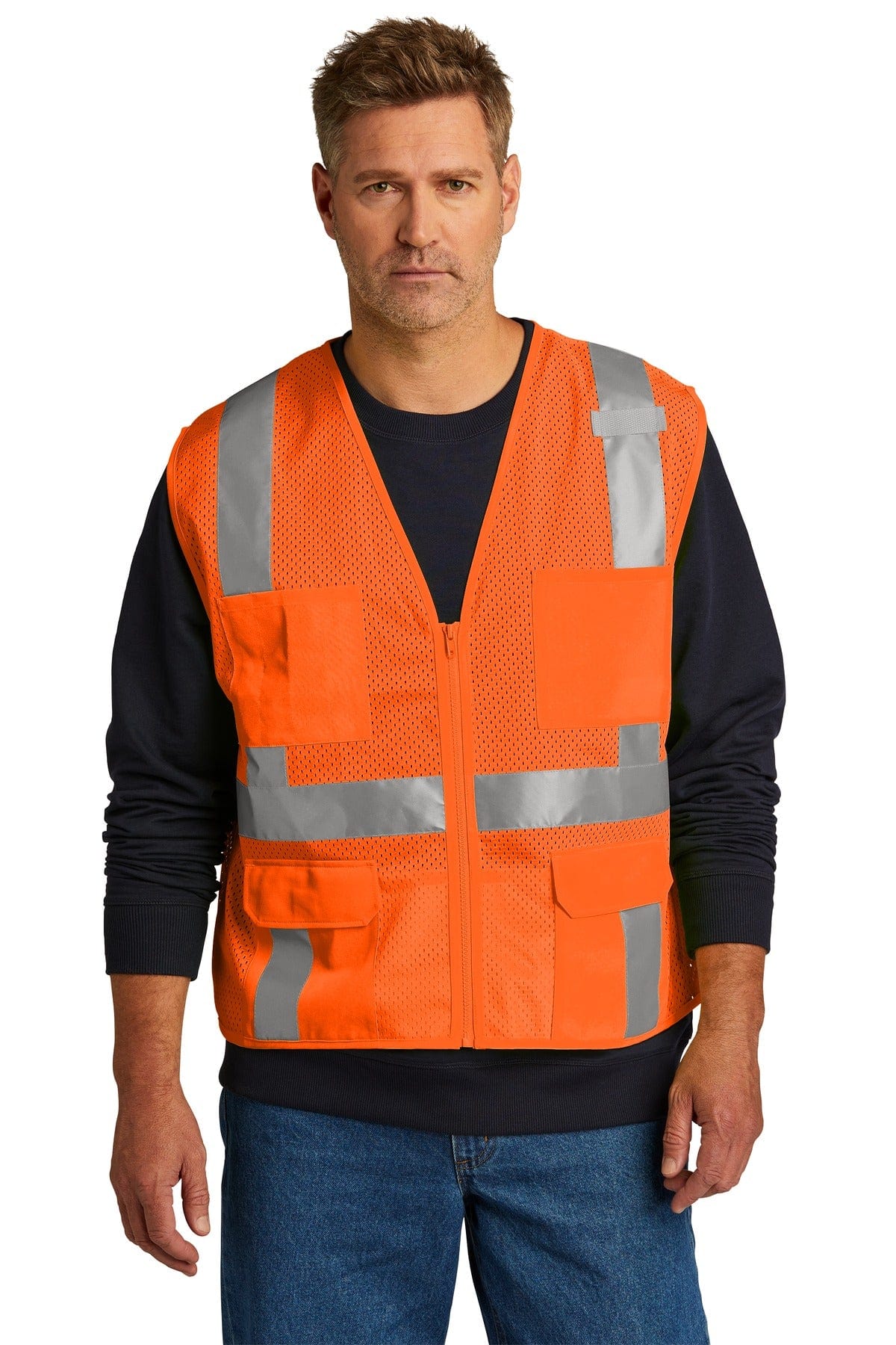 CornerStone Workwear CornerStone  ®  ANSI 107 Class 2 Mesh Six-Pocket Zippered Vest. CSV104